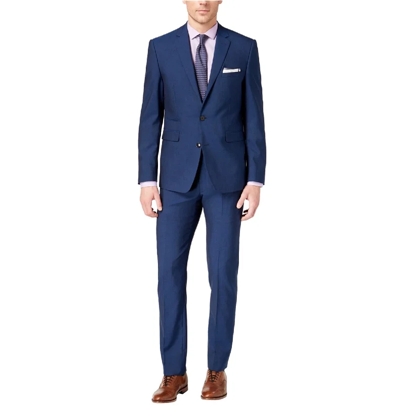 Soft Materials Vince Camuto Mens Slim Fit Two Button Formal Suit, Blue, 46 Regular / 39W x UnfinishedL Soft Materials Vince Camuto Mens Slim Fit Two Button Formal Suit, Blue, 46 Regular / 39W x UnfinishedL
