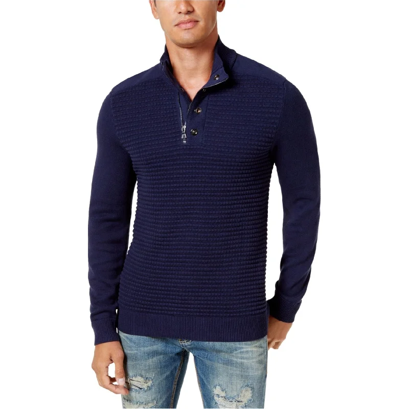 Sport Chic I-N-C Mens Double-Placket Pullover Sweater, Blue, X-Small