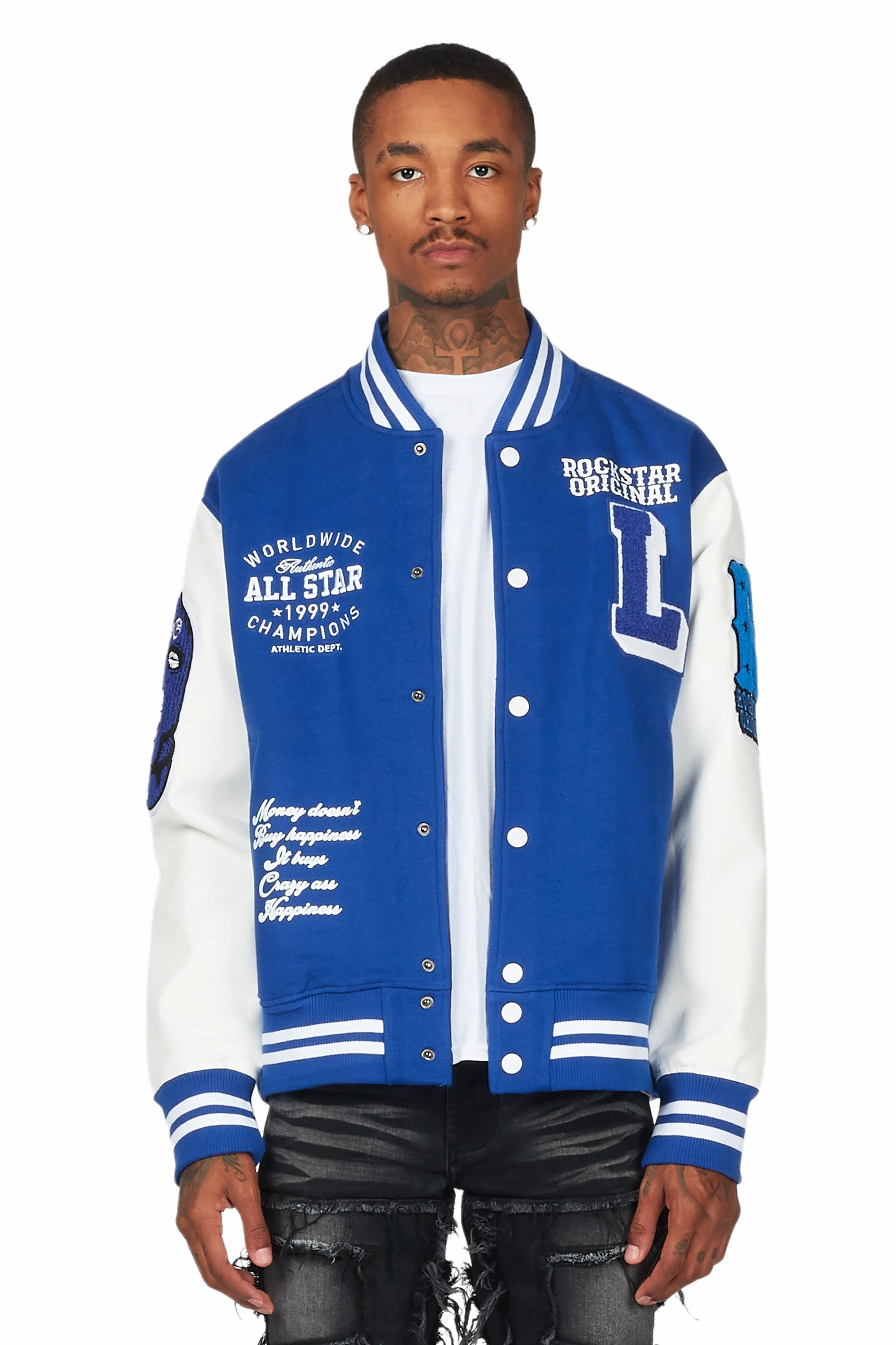 Simple Apparel Castillo Royal Blue Varsity Jacket