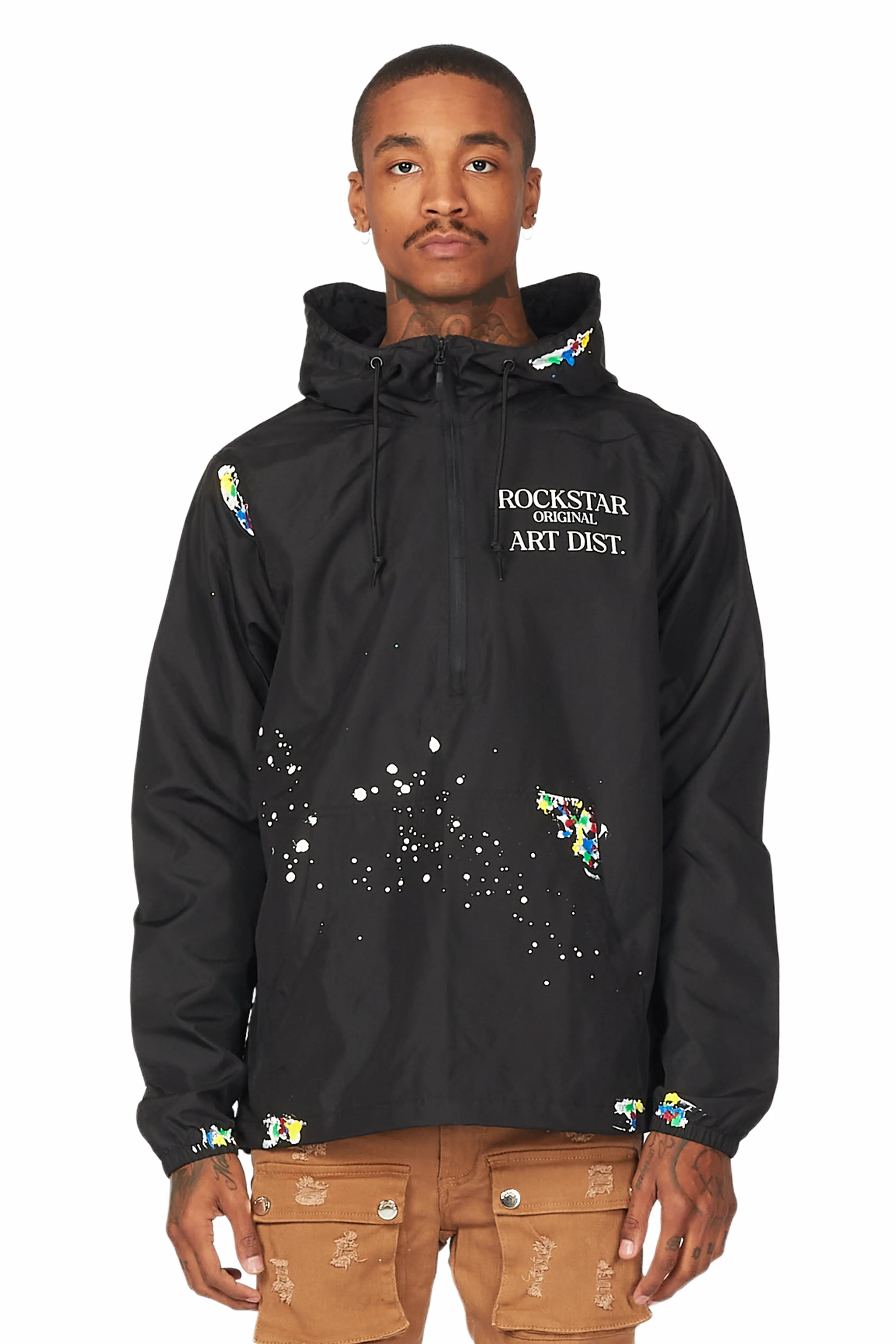 Street Fashion Garix Black Graphic Windbreaker