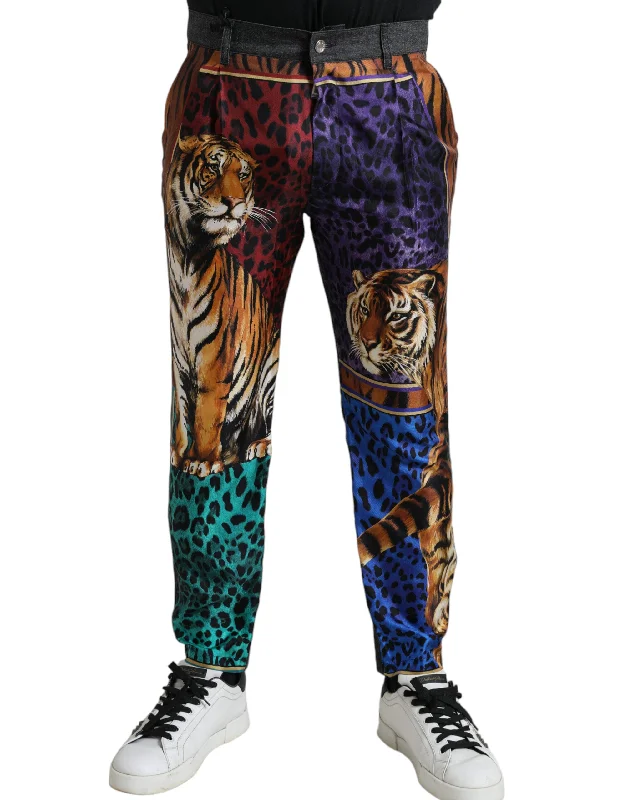 Flexible Casuals Dolce & Gabbana  Tiger Print Loose blue Men's Jeans