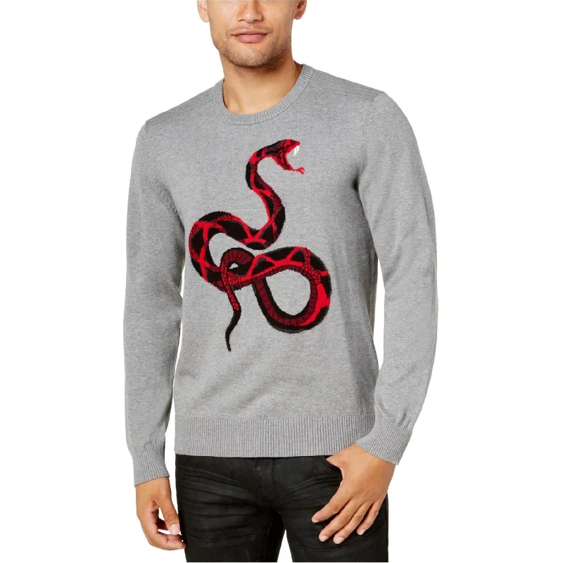 Versatile Knitwear I-N-C Mens Intarsia Knit Snake Pullover Sweater
