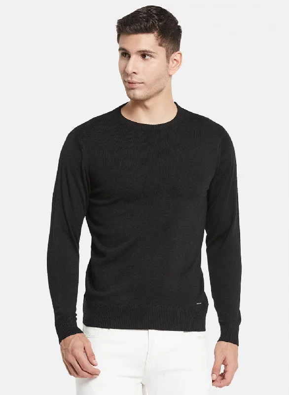 Casual Layers Men Black Solid Pullover