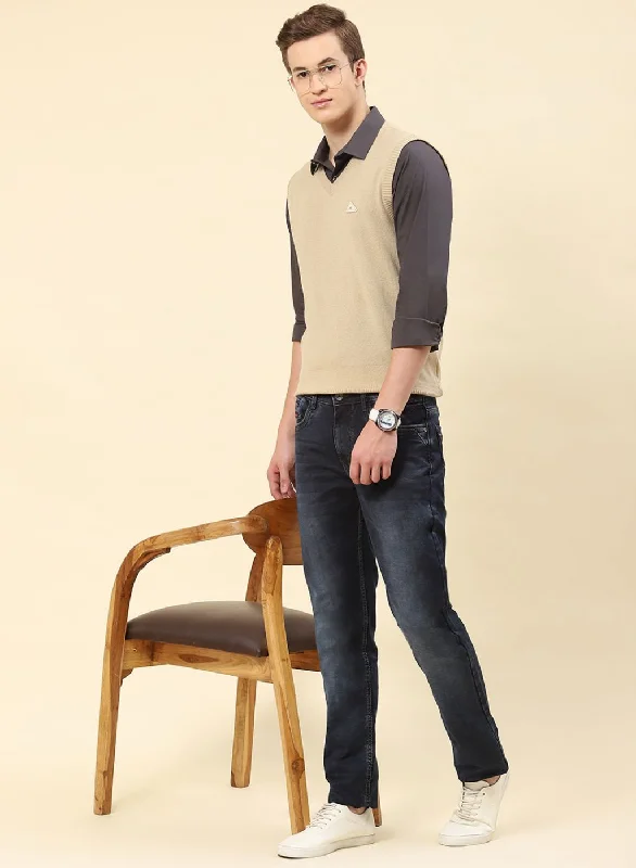 Sport-Inspired Gear Men Brown Solid Blend wool Sweater