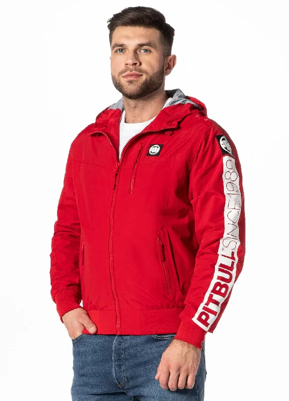 All-Weather Wear Men's hooded jacket Cabrillo Summer - Red