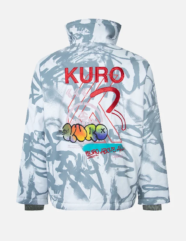 Casual Sneakers Allover Graffiti Print Stand-Collar Padded Jacket