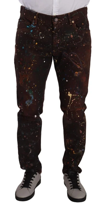 Comfy Styles Dolce & Gabbana Elegant Multicolo Painted blue Men's Jeans