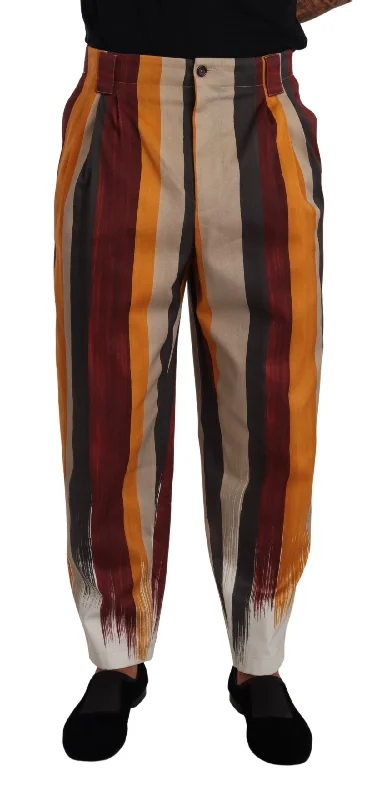 Simple Apparel Dolce & Gabbana Elegant Striped Skinny Men's Trousers
