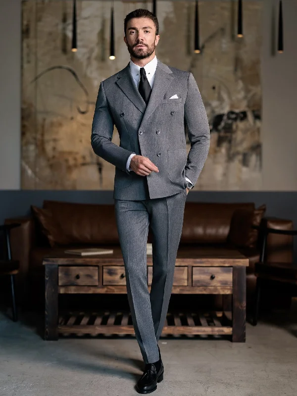 Active Tops Grey Double Breasted Suit 2-Piece