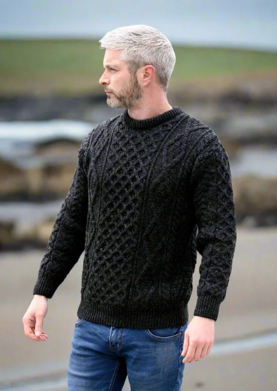 Smart Layers Aran Wool Sweater | Charcoal