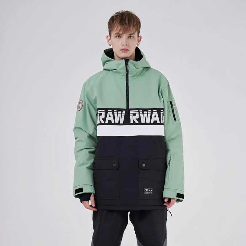 Outdoor Clothing Men's RAWRWAR Powershot Cargo Half Zipper Snow Jacket with Removable Hem