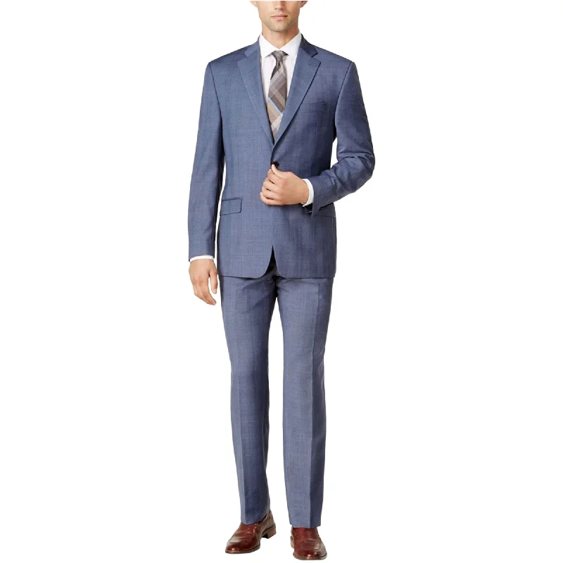 Sport Chic Ralph Lauren Mens Patterned Two Button Blazer Jacket, Blue, 46 Regular