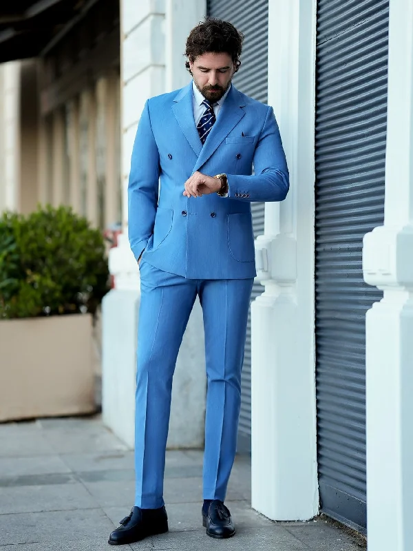 Urban Style Blue Double Breasted Suit 2-Piece