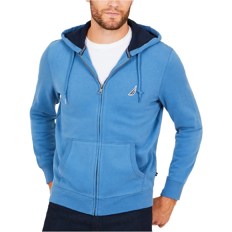 Soft Knitwear Nautica Mens Zip-Front Hooded Sweater, Blue, X-Small