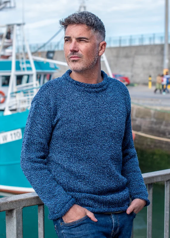 Urban Layers Donegal Roll Neck Sweater | Blue Twist