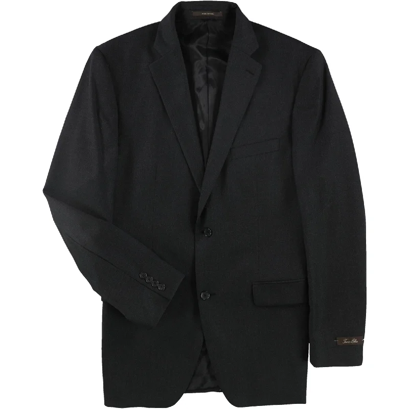 Soft Streetwear Tasso Elba Mens Solid Two Button Blazer Jacket, Grey, 42 Long