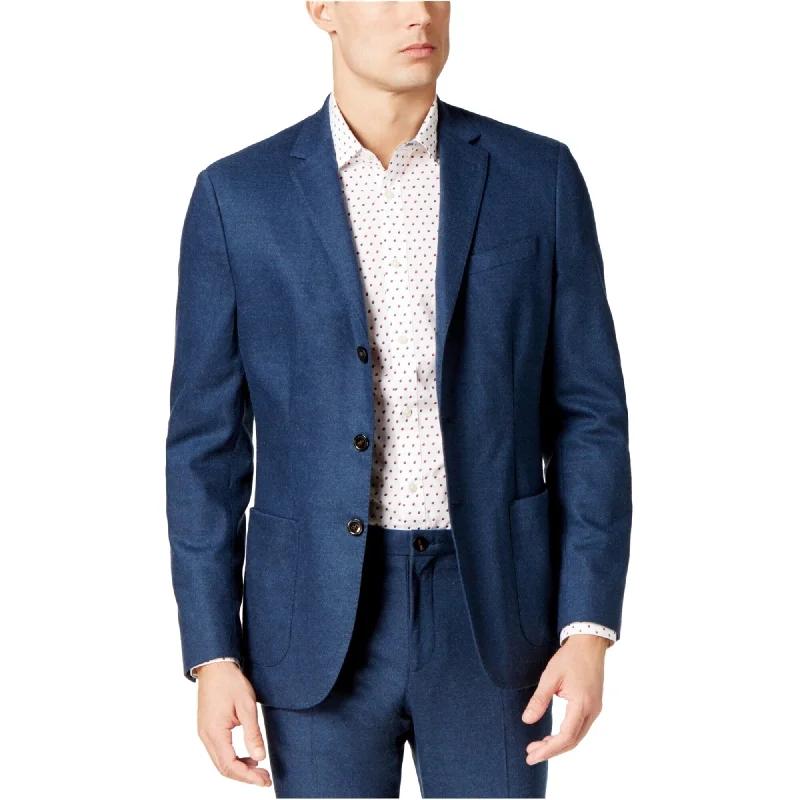 Functional Layers Michael Kors Mens Stretch Flannel Three Button Blazer Jacket, Blue, 42 Regular
