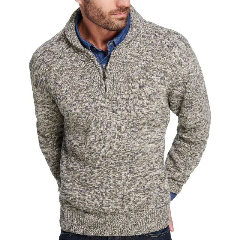 Flexible Outerwear Weatherproof Mens Quarter Zip Shawl Sweater