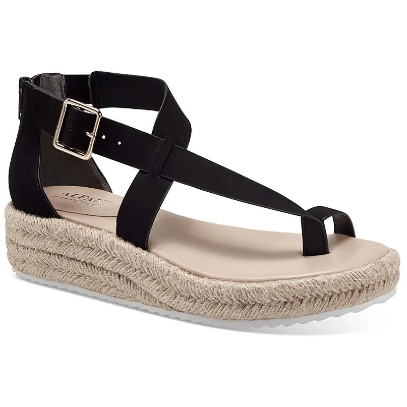 Fashionable Slip-Ons Alfani Womens Moira Asymmetric Toe Loop Wedge Sandals