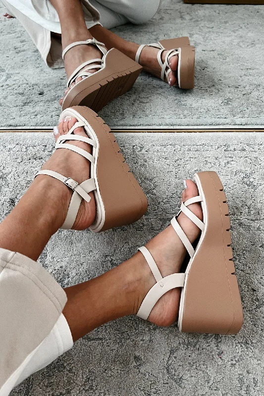Sleek Loafers Arlan Platform Sandals (Bone)
