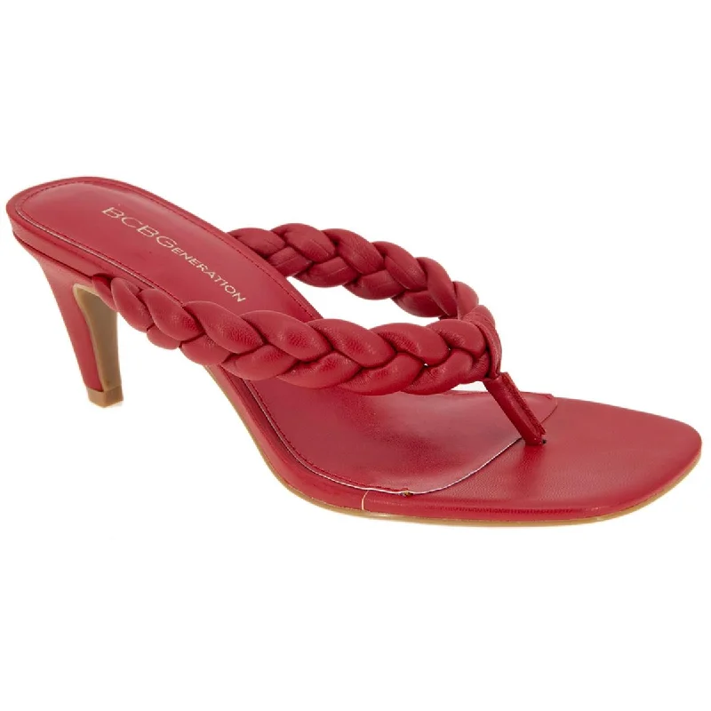 Flexible Sole Shoes BCBGeneration Womens Tulani Faux Leather Thong Slide Sandals