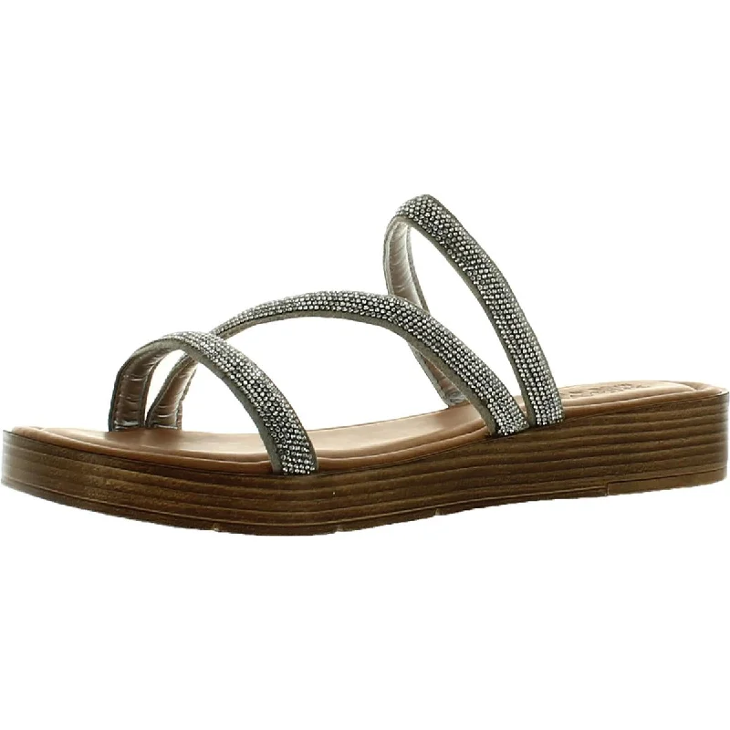 Luxury Sneakers Bella Vita Womens Suede Rhinestone Flatform Sandals