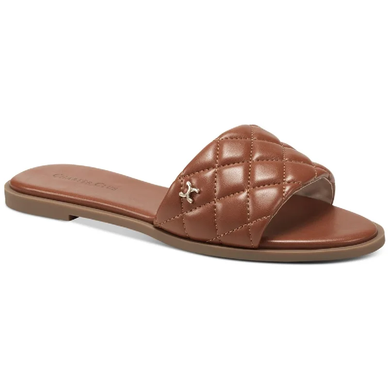 Soft Insole Shoes Charter Club Womens Saffiee  Quilted Padded Insole Slide Sandals