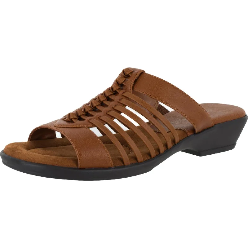 Wear-Resistant Sneakers Easy Street Womens Nola Faux Leather Slip On Slide Sandals