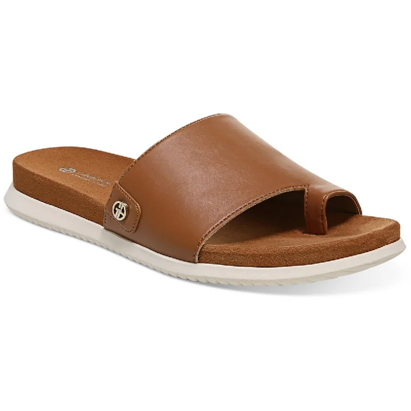 Comfortable Boots Giani Bernini Womens Cristeena Faux Leather Embellished Slide Sandals