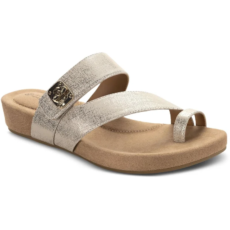 Fashion Shoes Giani Bernini Womens Rilleyy Faux Leather Toe Loop Slide Sandals