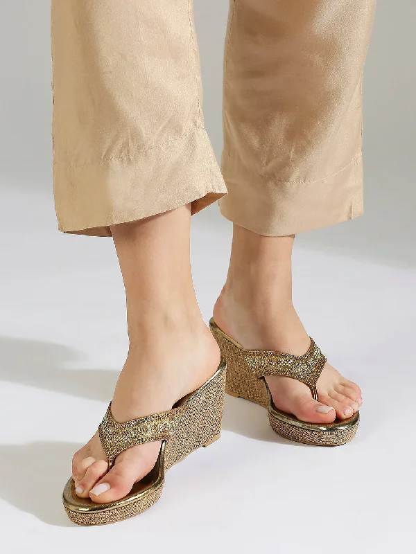 Lightweight Loafers Women Antique Embellished Ethnic Wedge Sandals