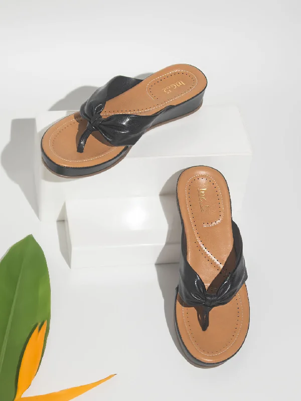 All-Season Footwear Women Black Solid Comfort Sandals