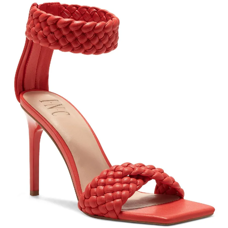 Everyday Footwear INC Womens Adalie Faux Leather Ankle Strap Heels