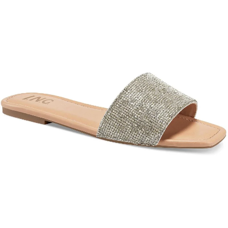 Lightweight Sneakers INC Womens Nataliah  Embellished Square Toe Slide Sandals