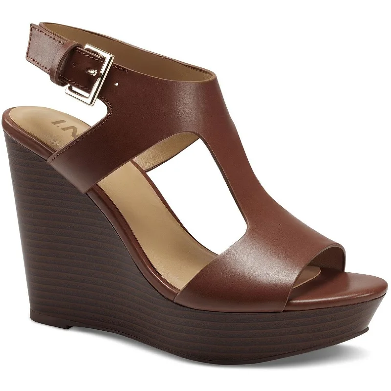 Modern Footwear INC Womens Valleri Faux Leather Open Toe Wedge Sandals