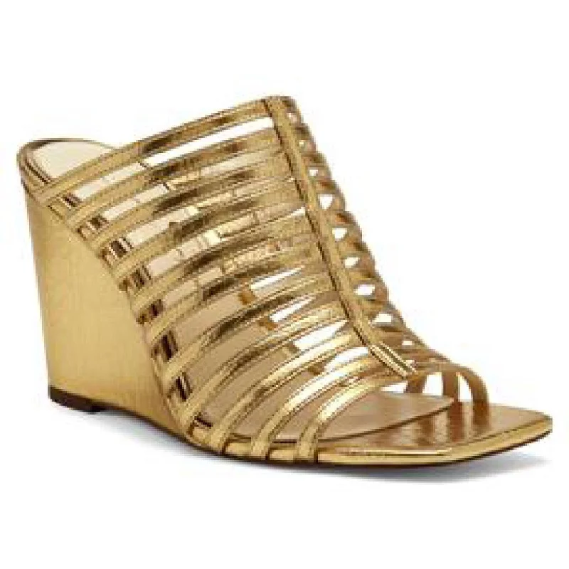 Wear-Resistant Sneakers Jessica Simpson Arriya Women's Metallic Faux Leather Caged Wedge Sandals