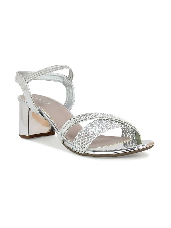 Fashion Sport Shoes Women Silver Embellished Block Heels