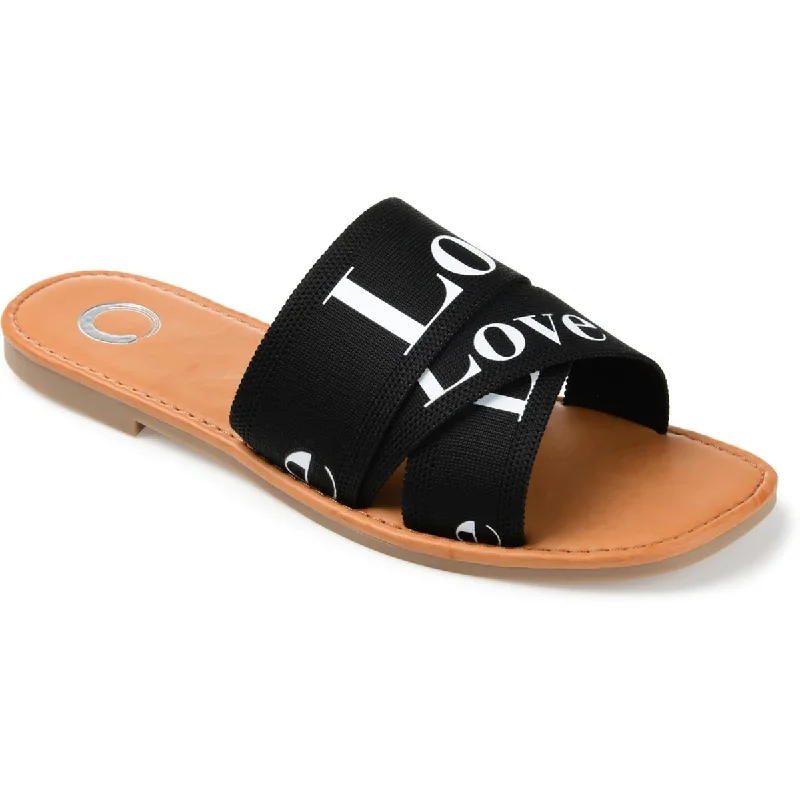 Urban Sneakers Journee Collection Womens Ivante Printed Slip On Slide Sandals