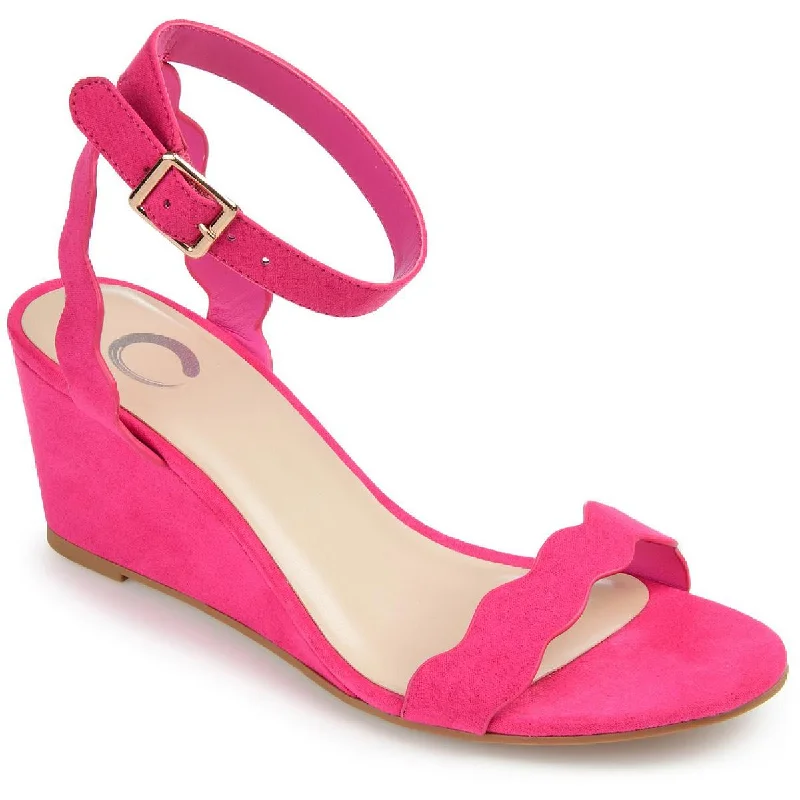 Casual Footwear Journee Collection Womens LOUCIA Solid Scalloped Wedge Sandals