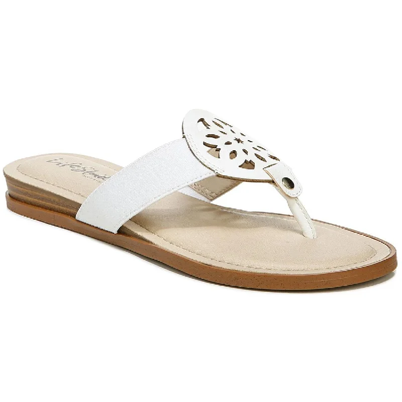 Everyday Sneakers LifeStride Womens Raegan Faux Leather Slip On Thong Sandals