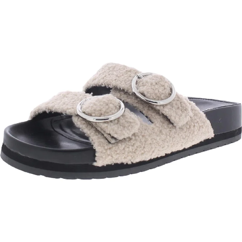 Chic Footwear Marc Fisher Womens Keena 2 Faux Fur Textured Flatform Sandals