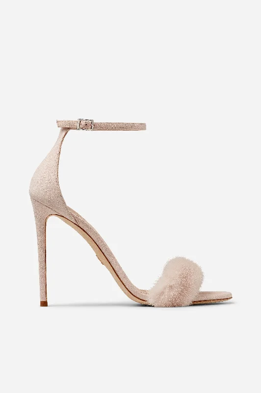 High-Quality Footwear Nude Mink and Suede Sandals