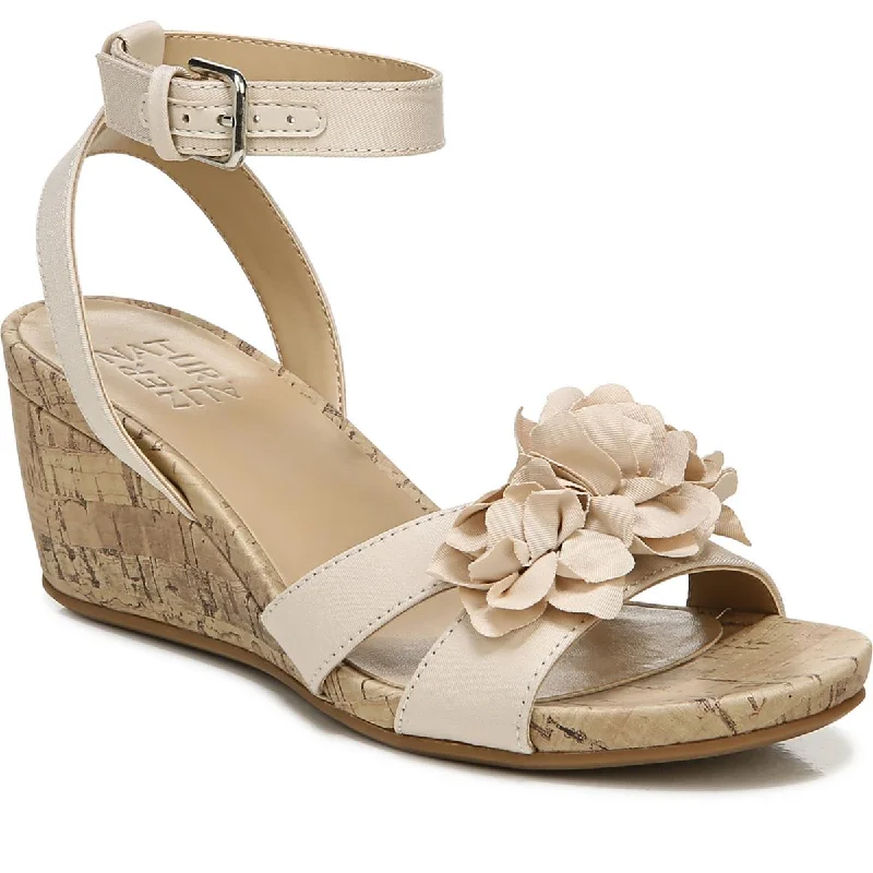 Affordable Loafers Naturalizer Womens Areda-Flower Ankle Strap  Wedge Sandals