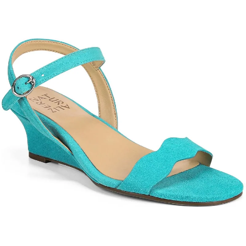 Ventilated Footwear Naturalizer Womens Lacey Leather Ankle Strap Wedge Sandals