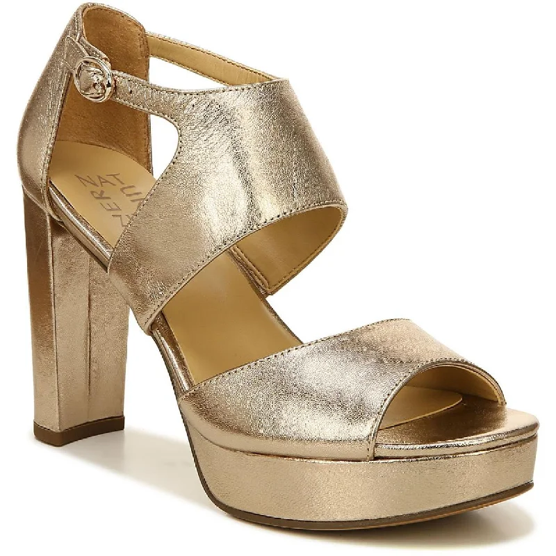 Cozy Walking Shoes Naturalizer Womens Mae Leather Ankle Strap Platform Sandals