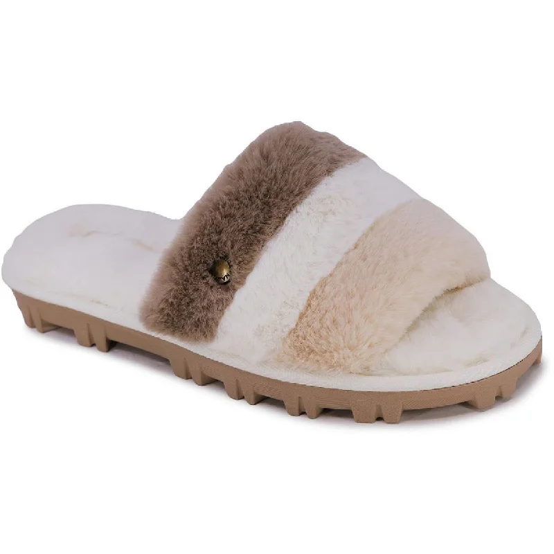 Chic Sneakers Nautica Womens Chyler Faux Fur Padded Insole Slide Sandals