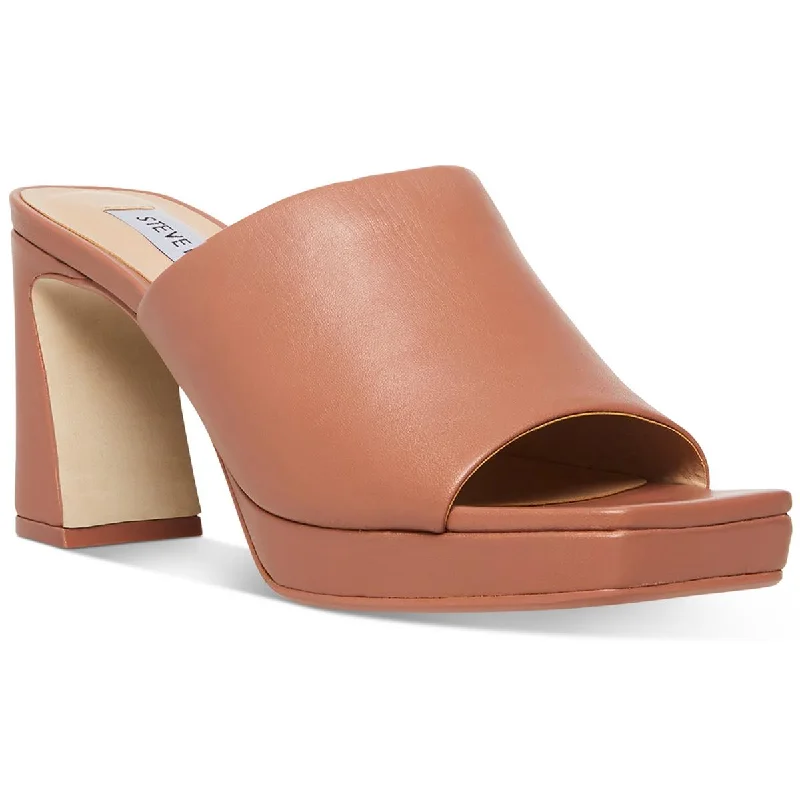 Walking Sneakers Steve Madden Womens Dedicate Leather Slip-On Platform Sandals