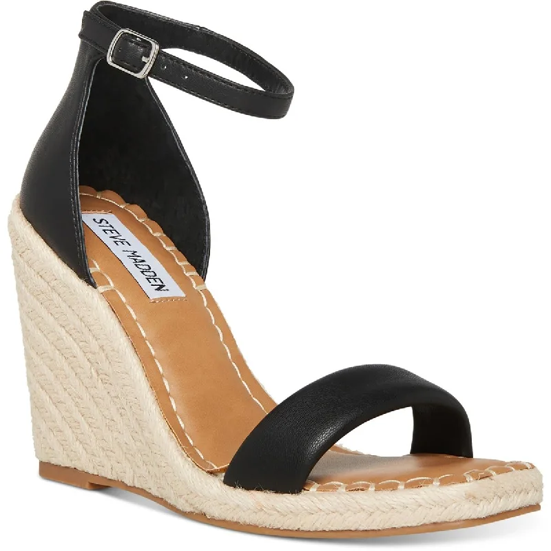 Chic Footwear Steve Madden Womens Submit Faux Leather Ankle Strap Espadrilles