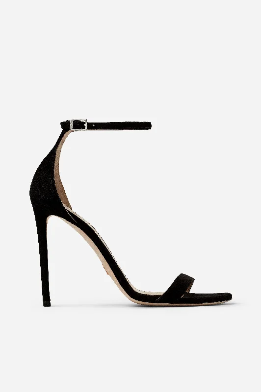 Streetwear Footwear Black Suede Strap Sandals