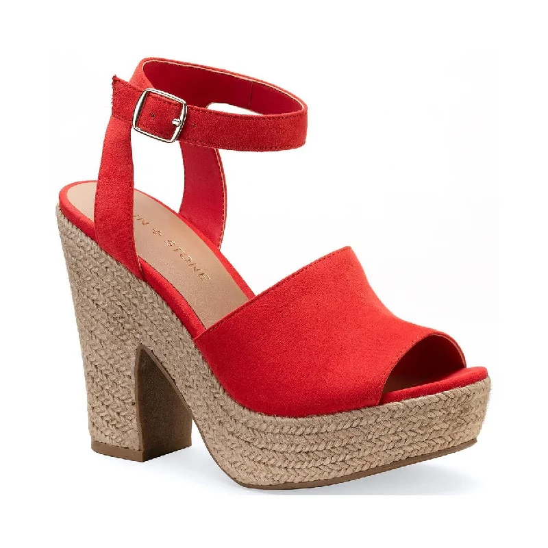 Vintage Sneakers Sun + Stone Womens Fey Buckle Block Heel Platform Sandals